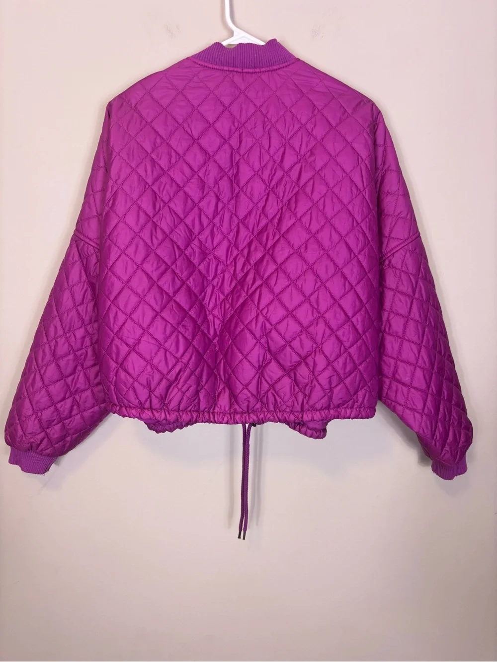 Free People Women’s Quilted Bomber Zip Up Jacket - Vibrant Magenta Small